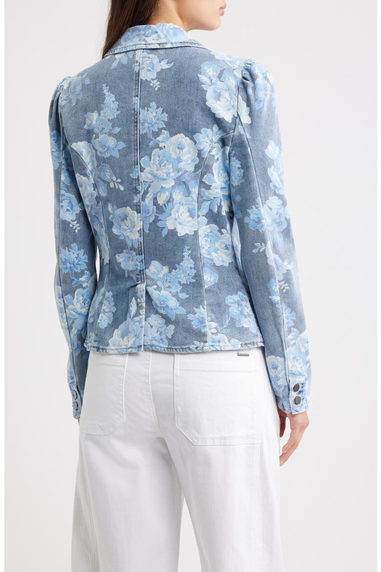 Floral Puff Sleeve Denim Jacket, Alternate, color, INDIGO