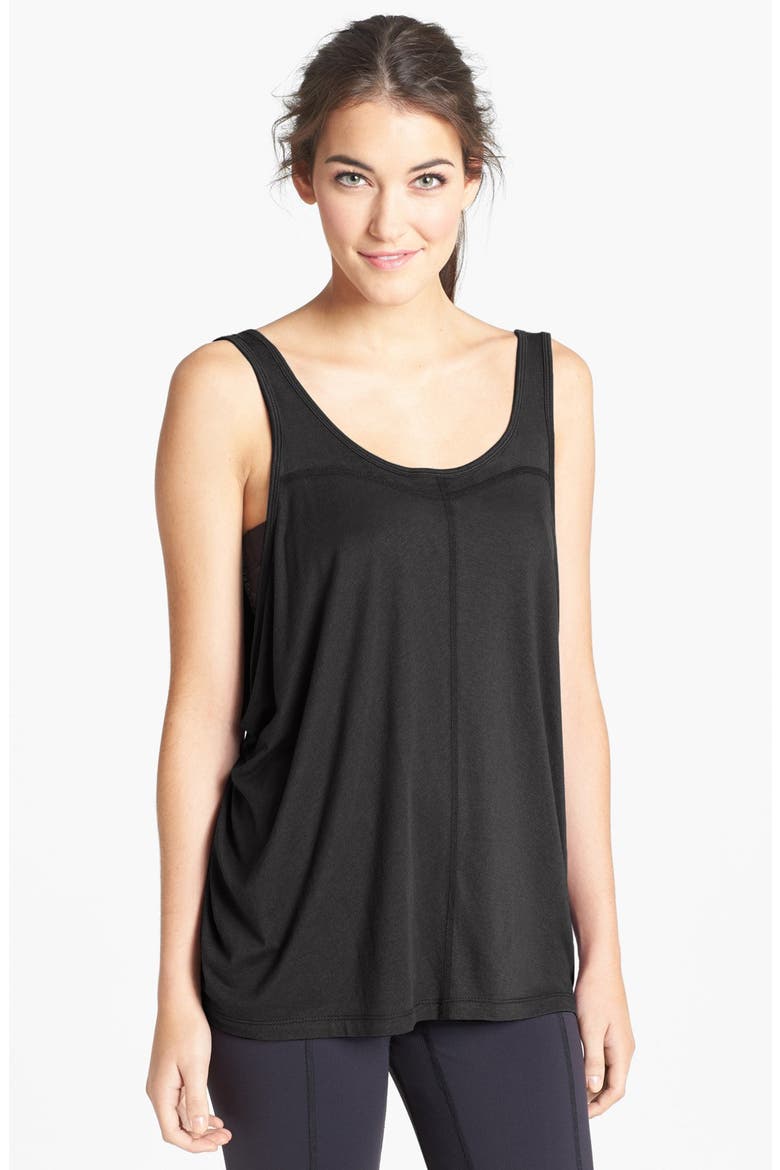 'Luisa' Draped Tank, Main, color, BLACK