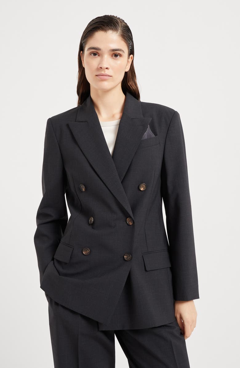 Brunello Cucinelli Blazer with monili, Alternate, color, Lignite Grey