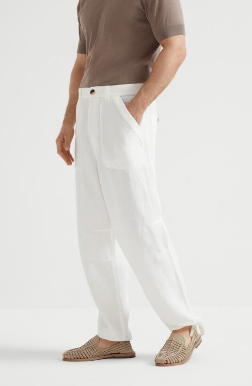 Brunello Cucinelli Gabardine Garment Dyed Trousers In White