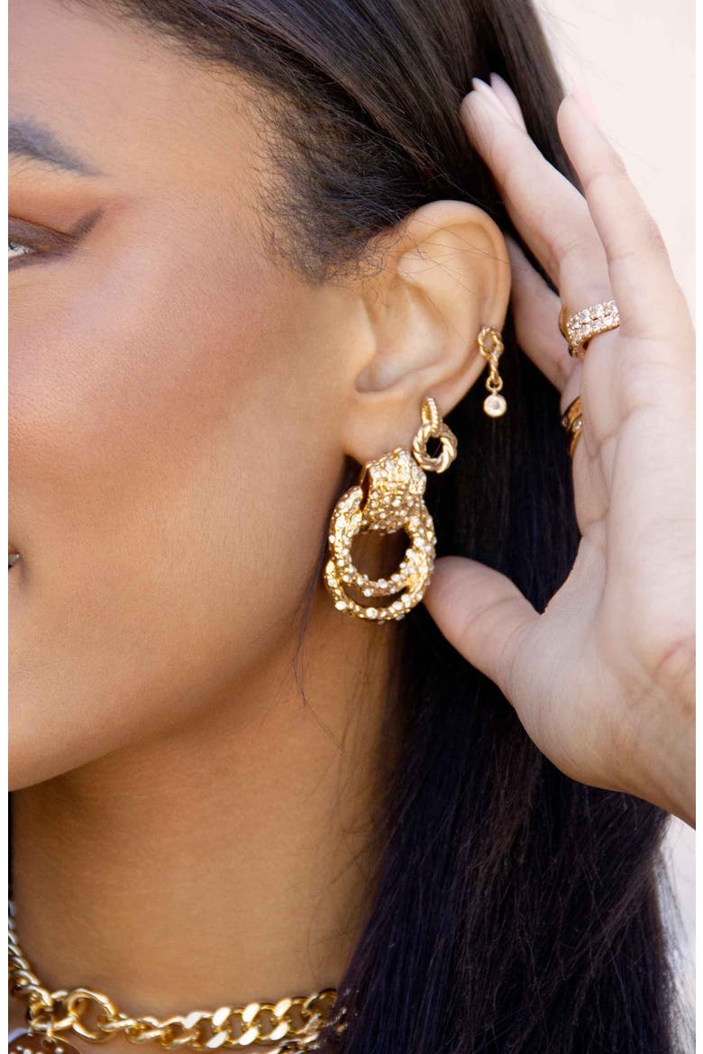 Crystal Knot Earrings, Alternate, color, GOLD