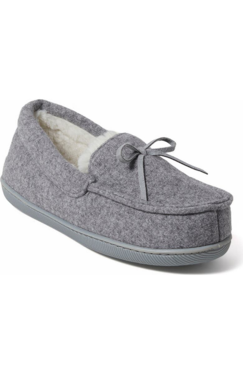 DEARFOAMS Hayes Soft Knit Moccasin Slipper, Main, color, Light Heather Grey