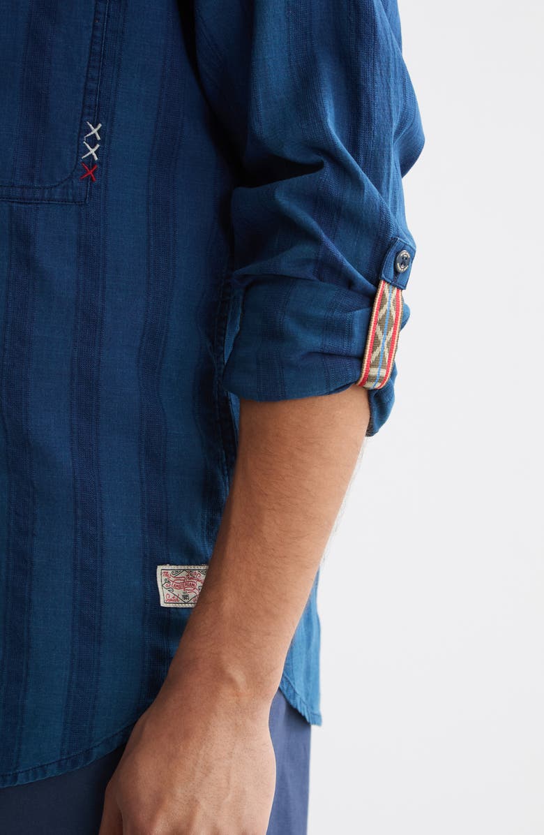 Scotch & Soda Textured Indigo Button-Up Shirt, Alternate, color, Washed Indigo