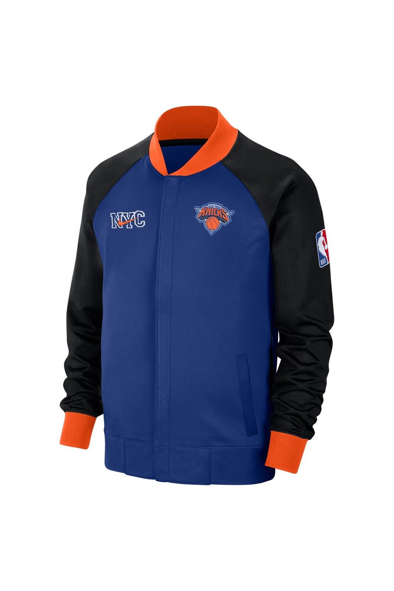Men's Nike Blue New York Knicks 2023/24 City Edition Authentic Showtime Performance Raglan Full-Zip Jacket, Alternate, color, Blue
