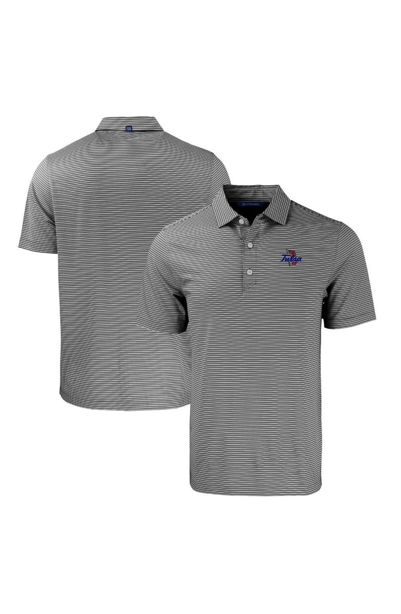 Cutter & Buck Men's Cutter & Buck  Black/White Tulsa Golden Hurricane Forge Eco Double Stripe Stretch Recycled Polo, Main, color, 