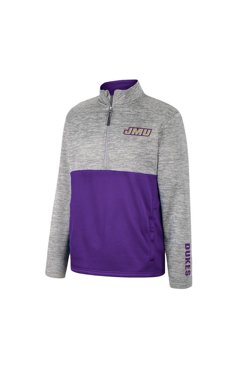 COLOSSEUM Men's Colosseum Gray James Madison Dukes John Half-Zip Jacket, Alternate, color,