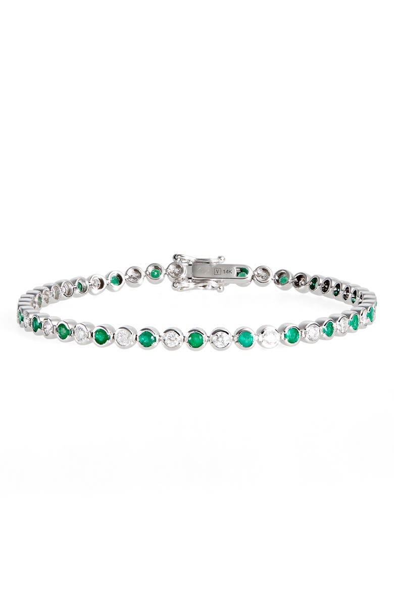 VALANI ATELIER Emerald & Diamond Tennis Bracelet, Main, color, White Gold/ Emerald/ Diamond