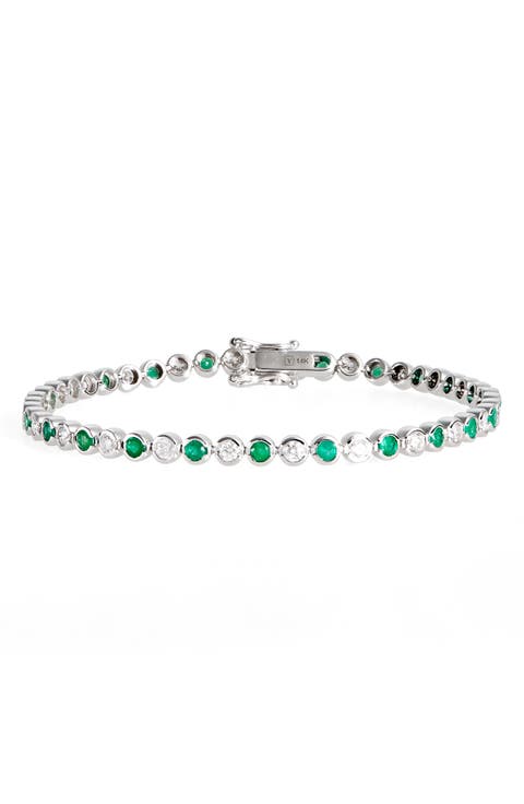 Emerald & Diamond Tennis Bracelet