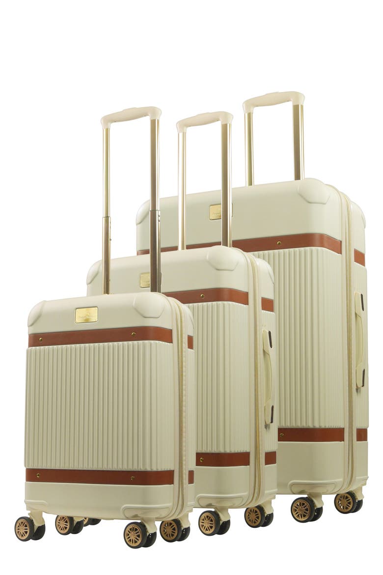 3-Piece Stripes Hard-Sided Luggage, Main, color, CREAM