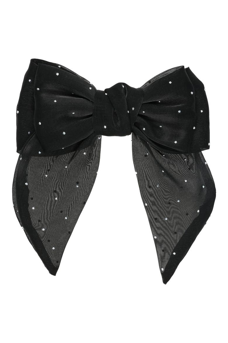 Marigold Crystal Bow Barrette, Main, color, BLACK/ DIAMOND