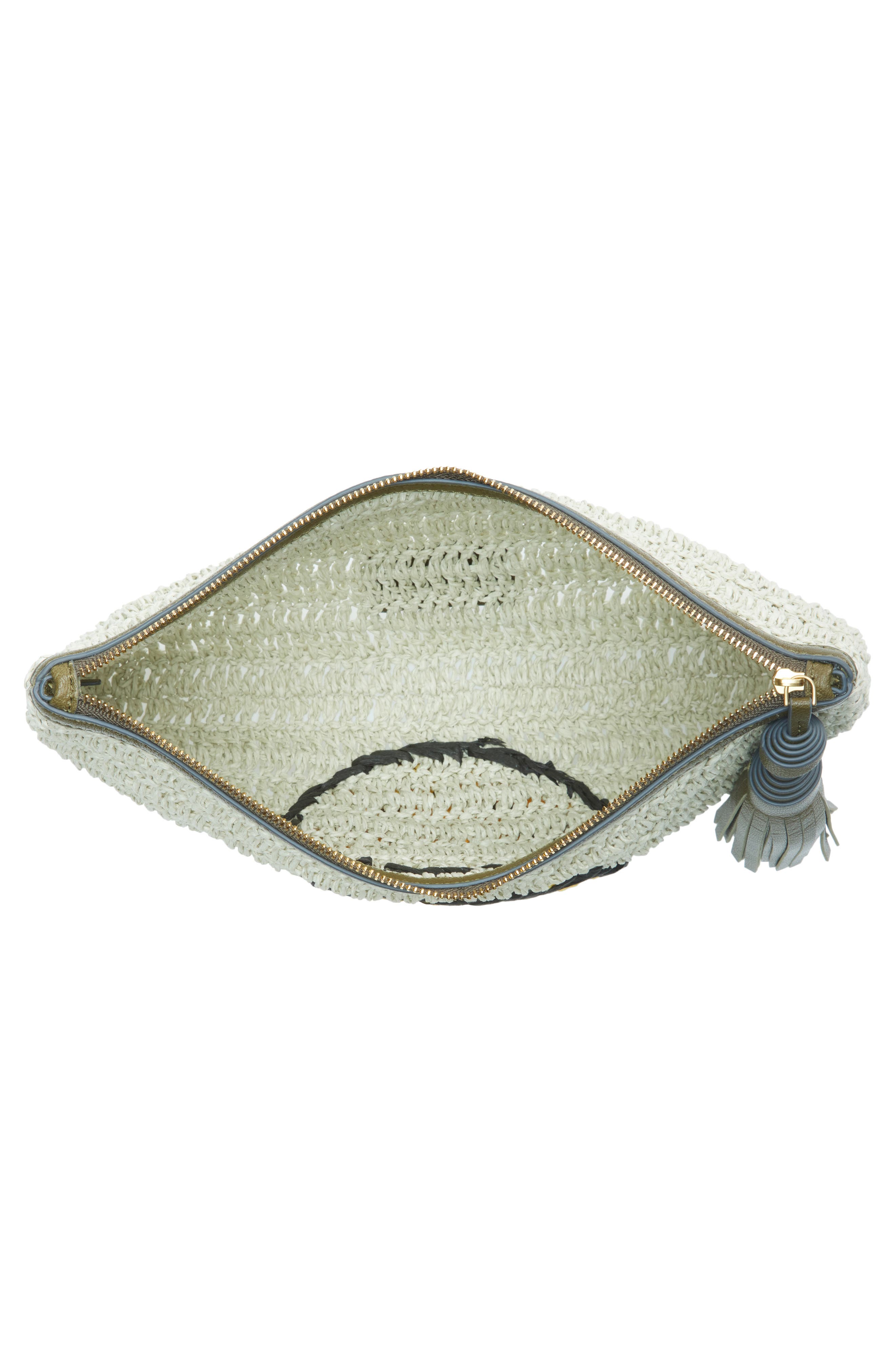 Anya Hindmarch Wink Woven Raffia Pouchette, Alternate, color, 