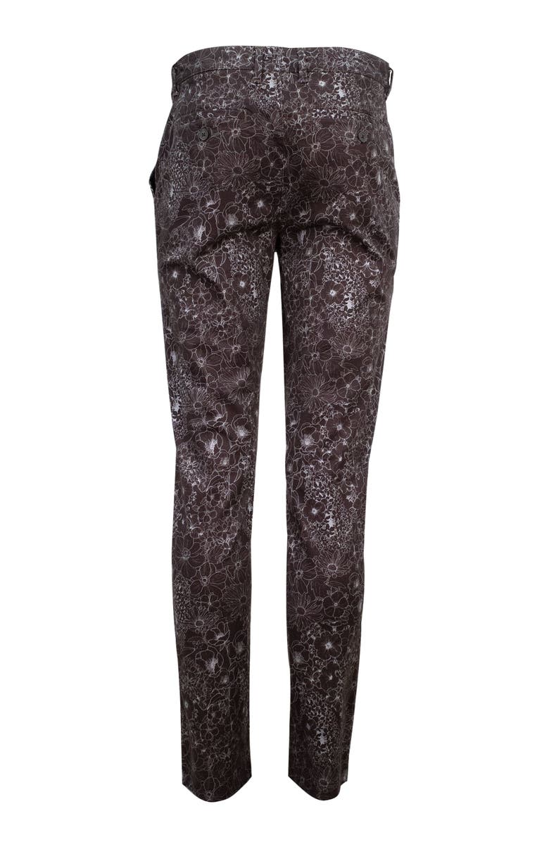 Lords of Harlech Jack Flat Front Chino Pant In Augustus Floral, Alternate, color, Outline Floral Black