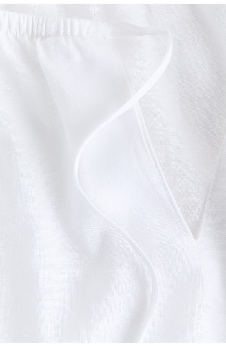 H&M Puff-sleeved Linen-blend Blouse, Alternate, color, White