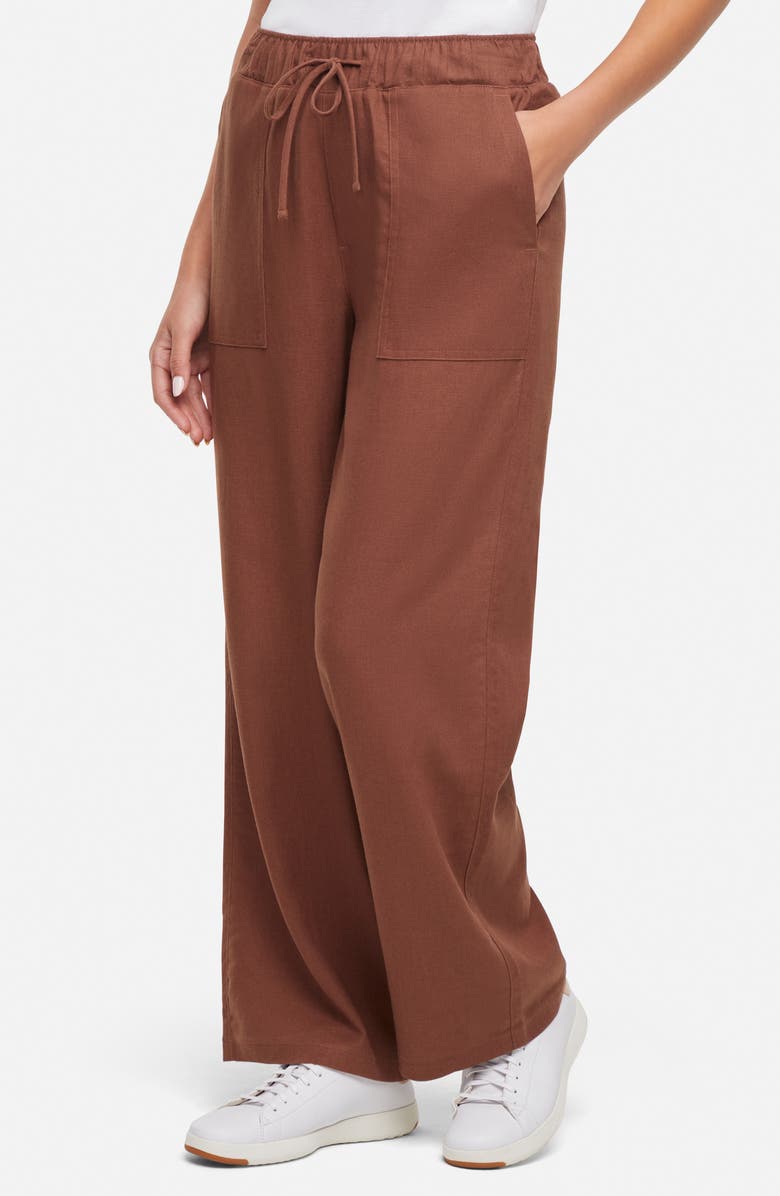 Three Dots Linen Wide Leg Pants, Alternate, color, Mustang