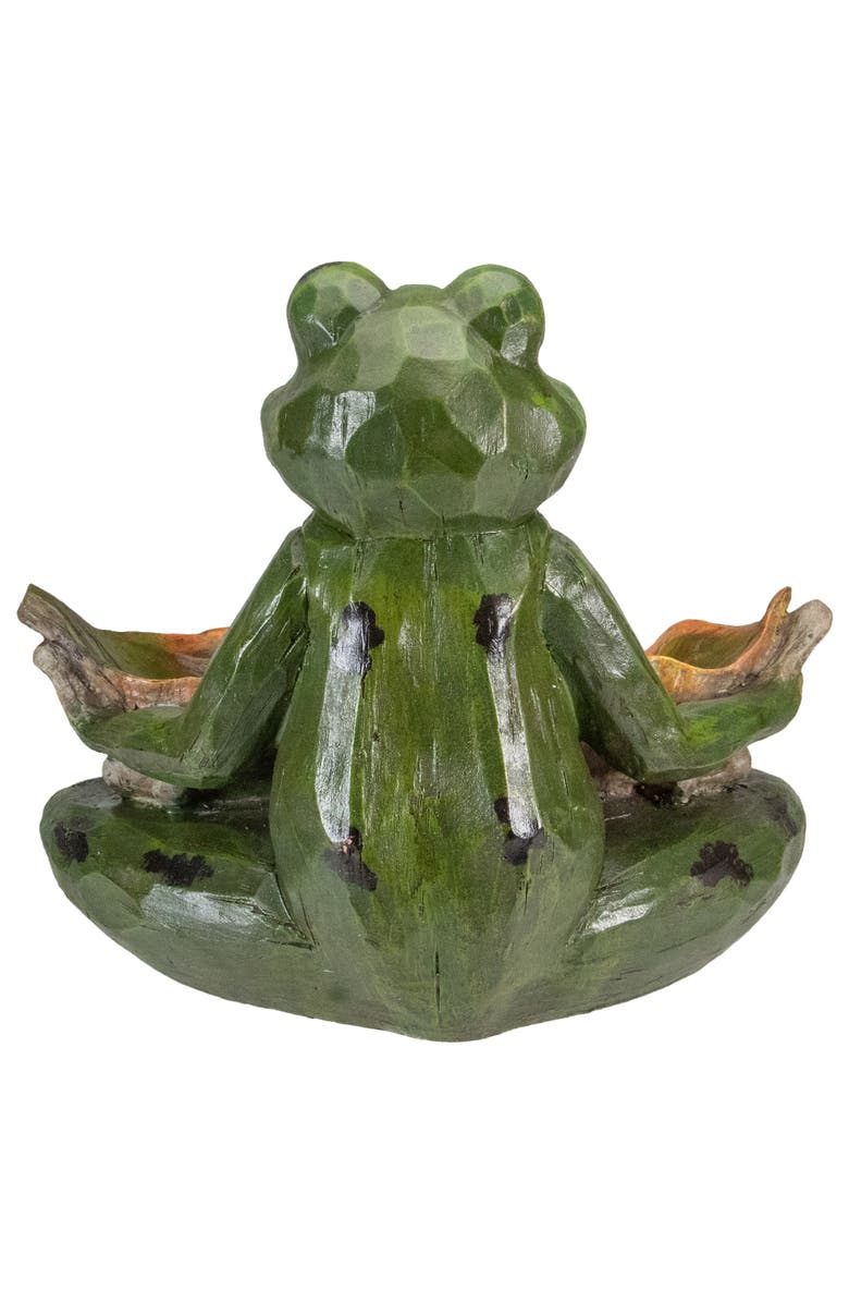 Northlight 14" Green Frog with Leaf Birdfeeder Outdoor Garden Statue, Alternate, color, Green