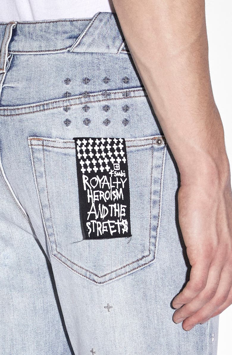 Ksubi Chitch Metalik Blue Embellished Skinny Jeans, Alternate, color, 