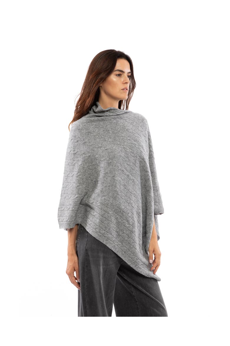 Pure Cashmere Textured Knit Poncho, Alternate, color, Melange Grey
