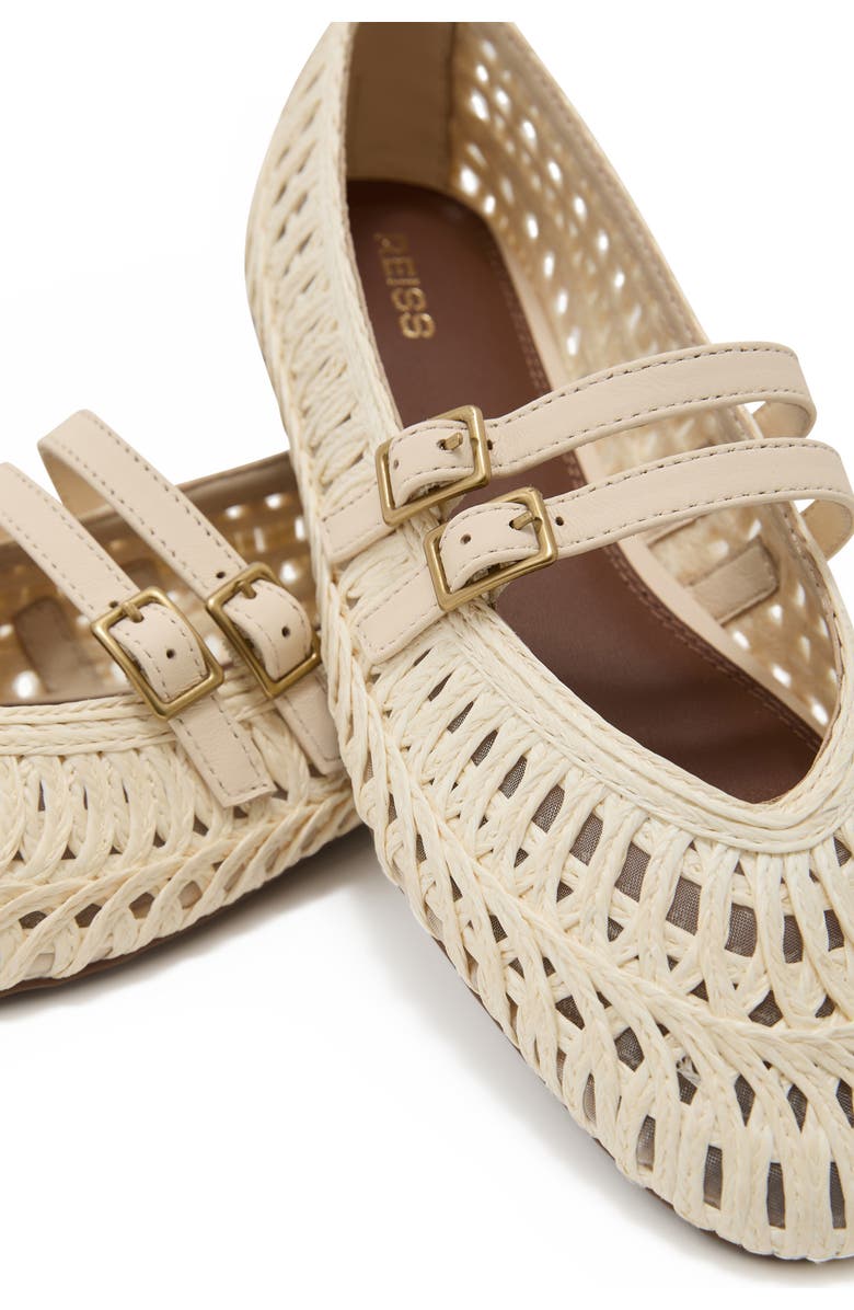 Reiss Elizabeth Woven Mary Jane Flat, Alternate, color, Off White