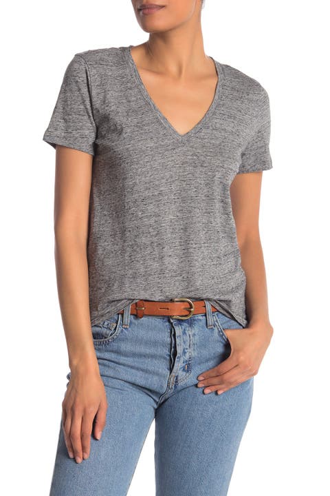 V-Neck Short Sleeve T-Shirt (Regular & Plus)