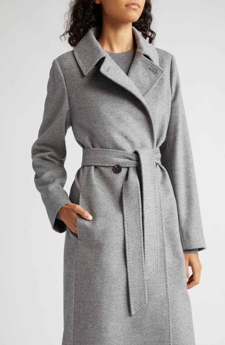 Max Mara Belted Virgin Wool Wrap Coat, Alternate, color,