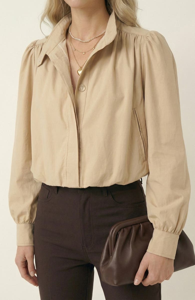Modenaire Soft Cropped Point Collar Jacket, Alternate, color, Tan