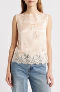 DÔEN Viviane Lace Trim Silk Satin Top
