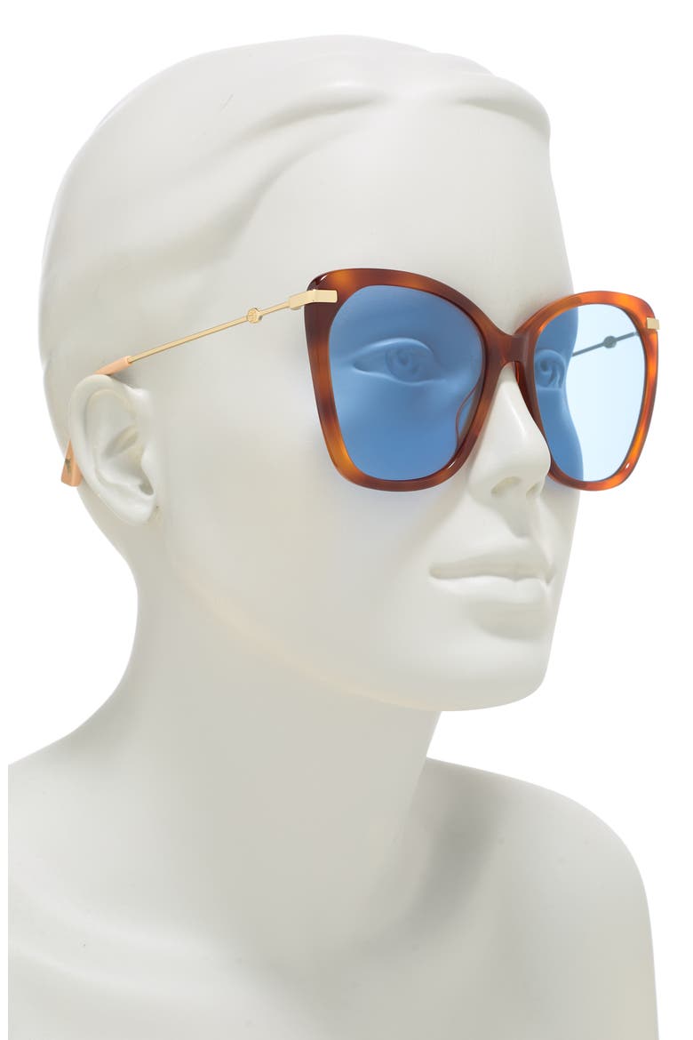 56mm Fashion Sunglasses, Alternate, color, HAVANA GOLD BLUE