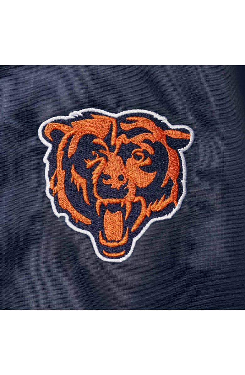 STARTER Men's Starter Navy Chicago Bears Locker Room Satin Varsity Full-Snap Jacket, Alternate, color, Navy