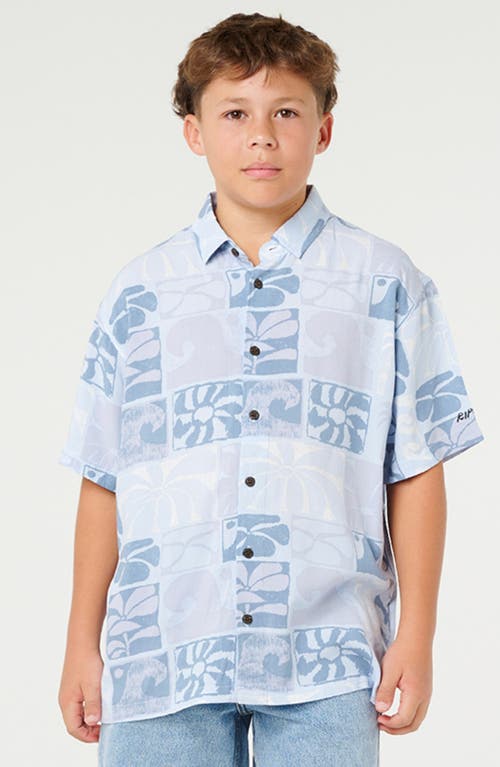Rip Curl Kids' Artist Of The Search Ty Williams Asdf Short Sleeve Button-up Shirt In Blue