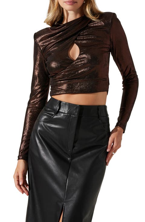 Metallic Keyhole Crossover Crop Top