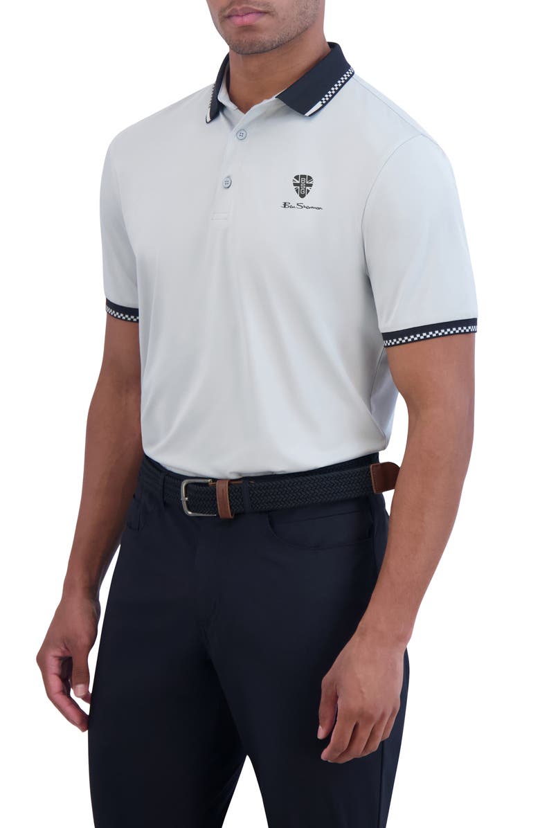 Ben Sherman Checker Rib Air Piquè Golf Polo, Alternate, color, Light Grey