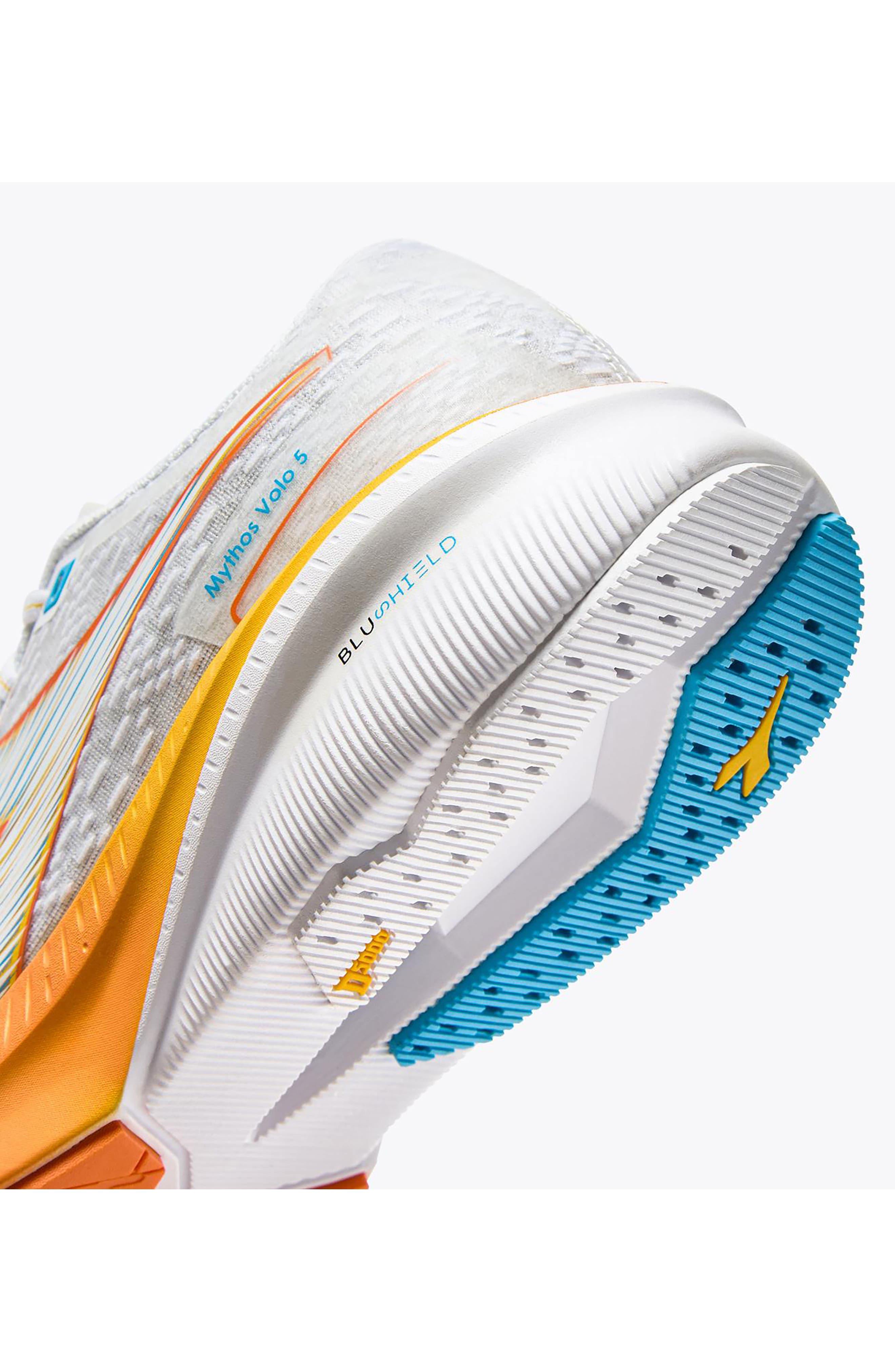 Diadora Mythos Blushield Volo 5 Sneaker, Alternate, color, White/ Nectarine/ Lemon Chrome