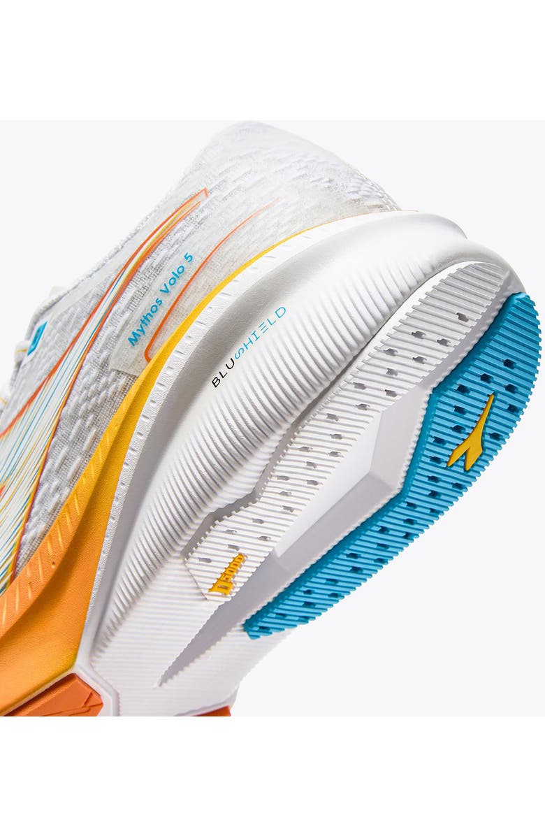 Diadora Mythos Blushield Volo 5 Sneaker, Alternate, color, White/ Nectarine/ Lemon Chrome