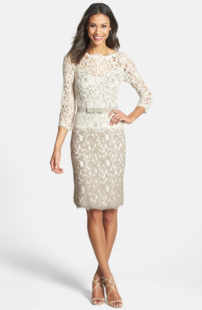 Tadashi Shoji Two-Tone Lace Sheath Dress, Alternate, color,