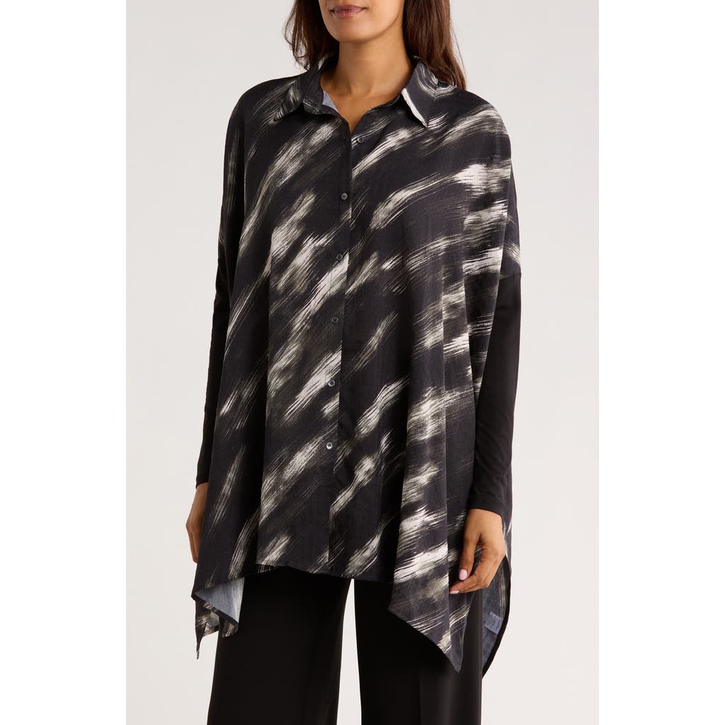 Patrizia Luca Oversize Long Sleeve Mixed Media Button-up Shirt In Multi
