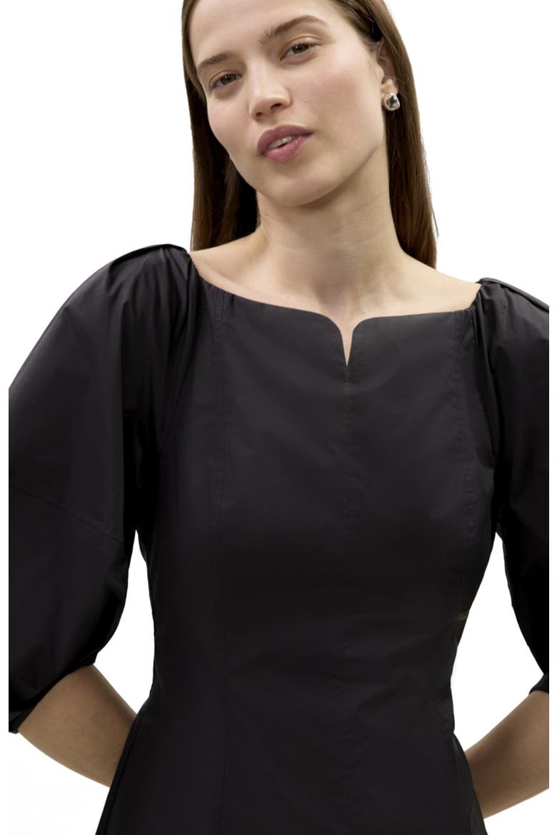 Isla Poplin Mini Dress, Alternate, color, Black