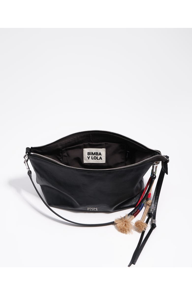 Bimba y Lola Medium Leather Trapecio Bag, Alternate, color, Black