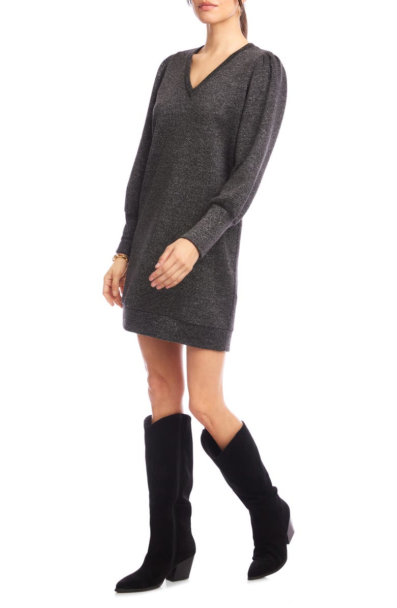 Karen Kane Sparkle Long Sleeve Minidress, Alternate, color, Black Silver