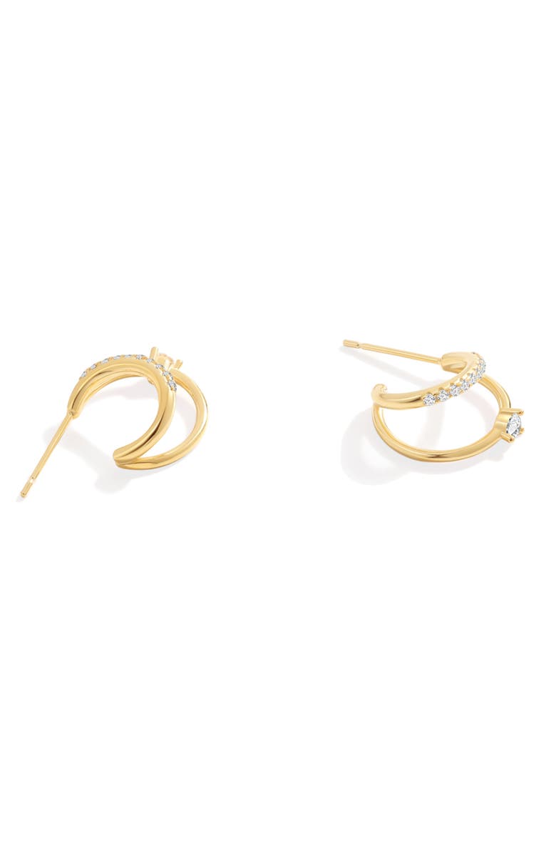 Mint & Lily The Nova Double Hoop Earrings, Alternate, color, 18K Gold Vermeil / Moissanite