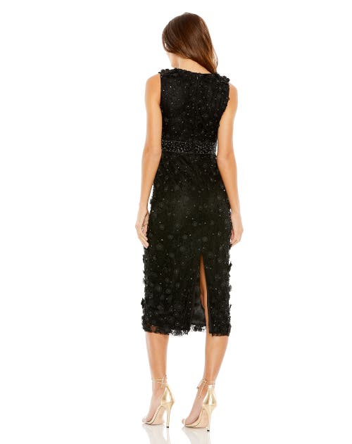Mac Duggal Applique Midi Gown In Black