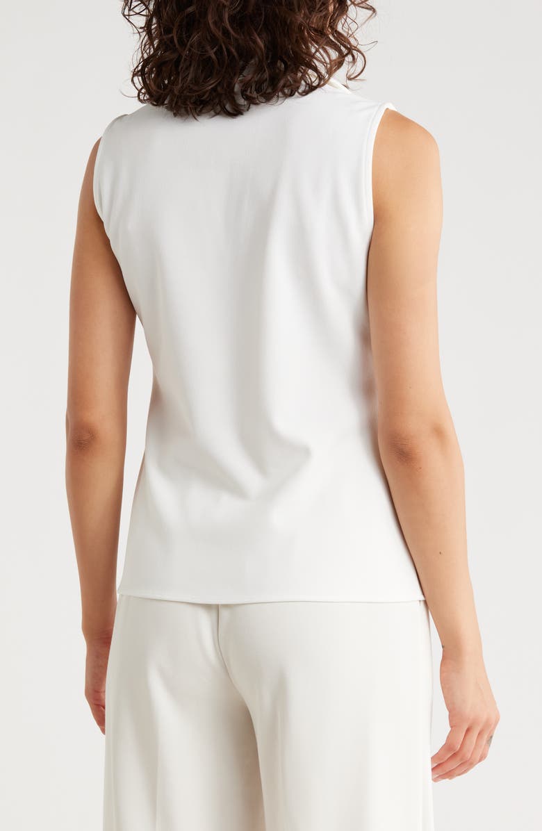 Calvin Klein Collared Sleeveless Twist Front Top, Alternate, color, White