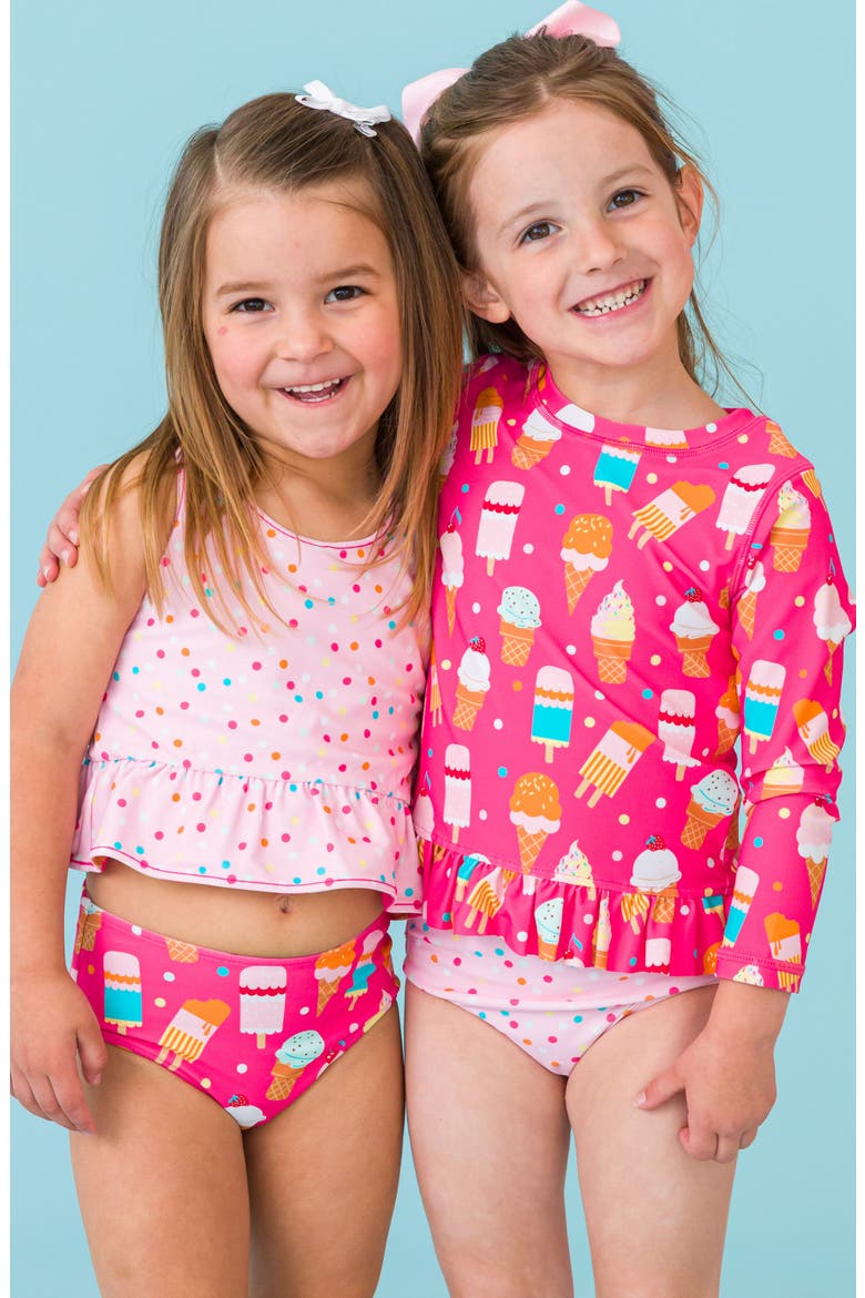 Sweet Scoops Long Sleeve Two-Piece Rashguard Swimsuit, Alternate, color, PINK