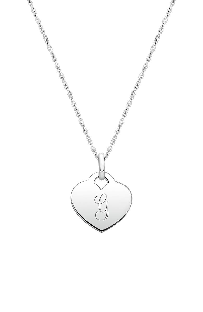 Tiny Blessings Sterling Silver Baby Heart & Engraved Initial 12-14" Necklace, Main, color, Silver - G