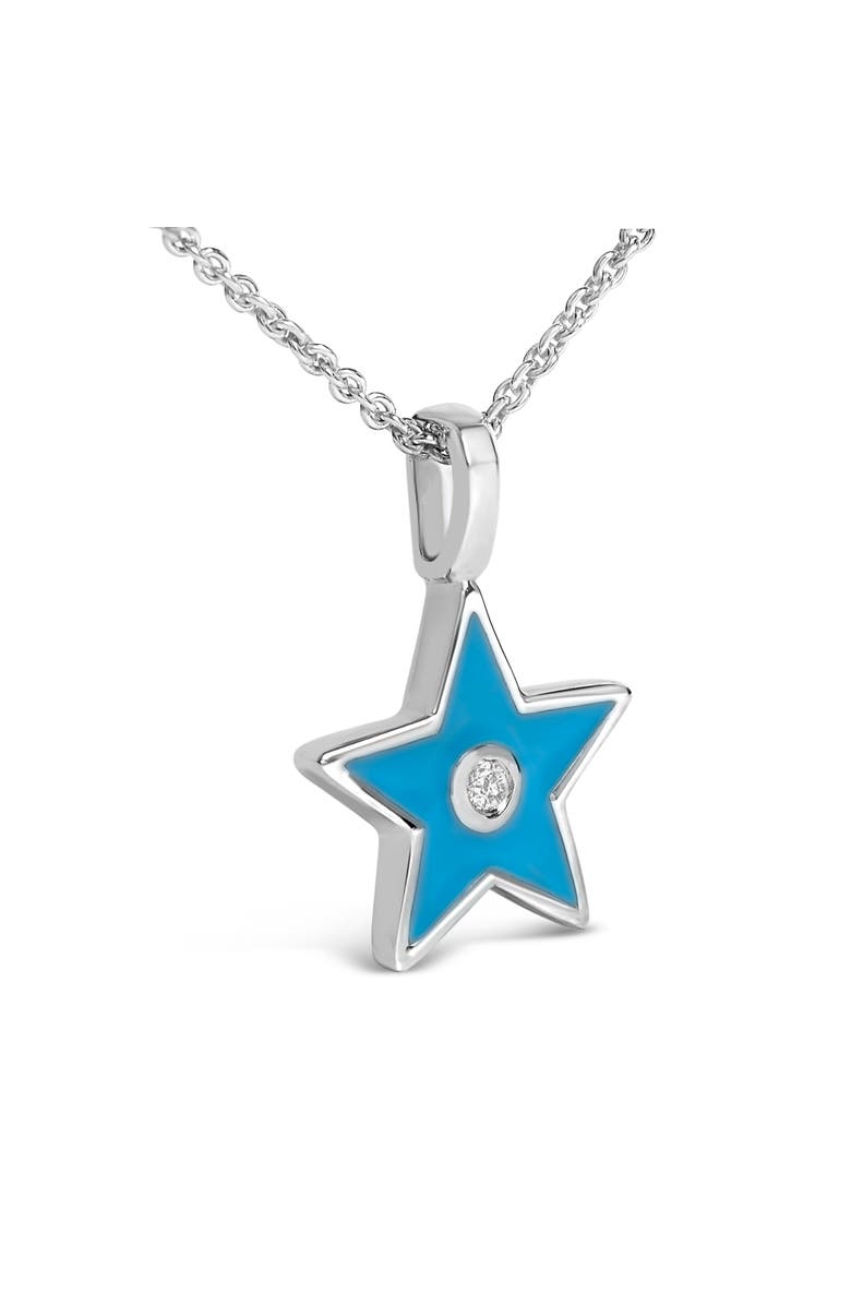 Haus of Brilliance Sterling Silver Blue Enamel and Diamond Accent Star Pendant Necklace, Alternate, color, Silver