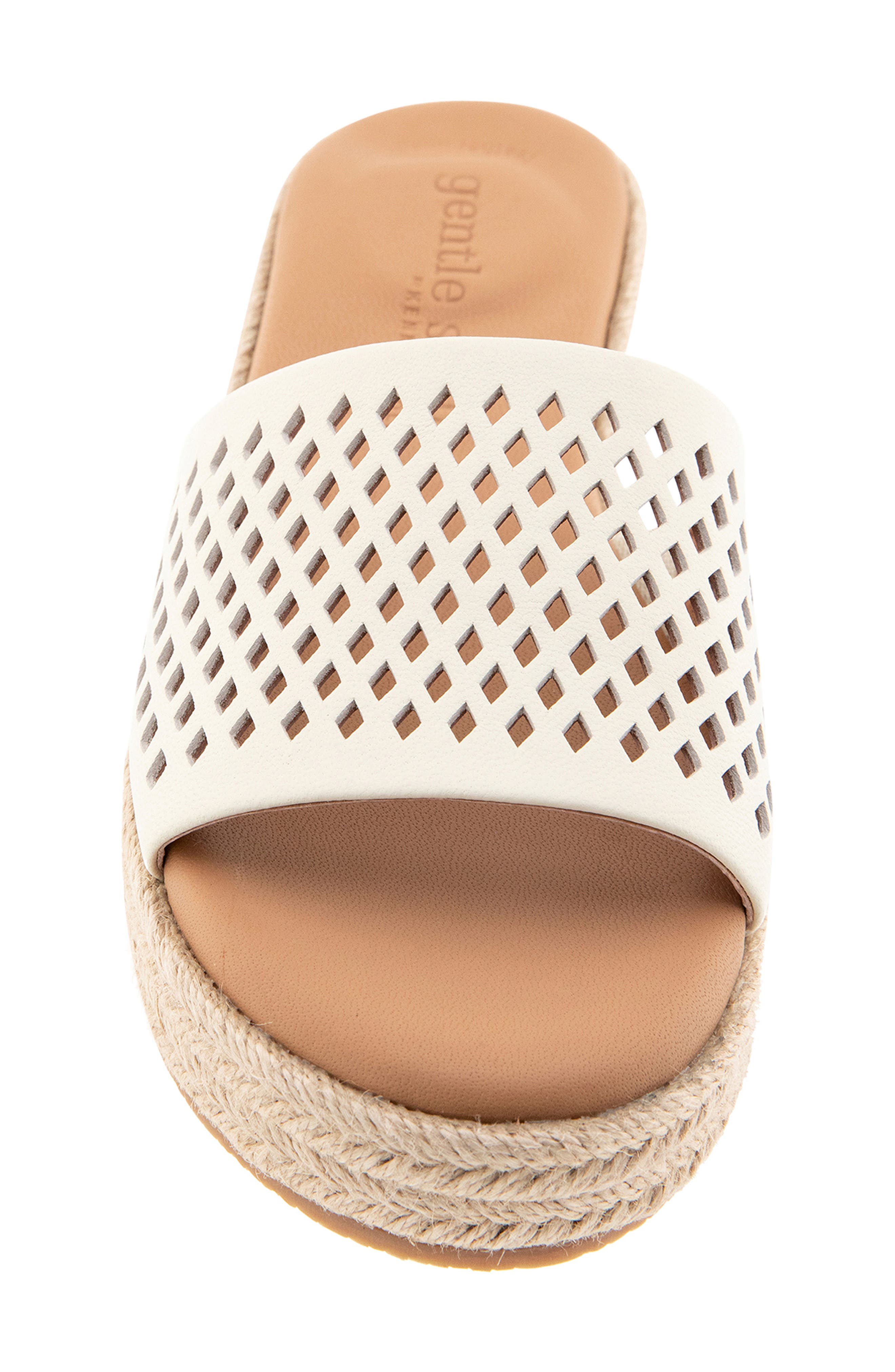 Vandy Perforated Platform Slide Sandal, Alternate, color, STONE LEATHER