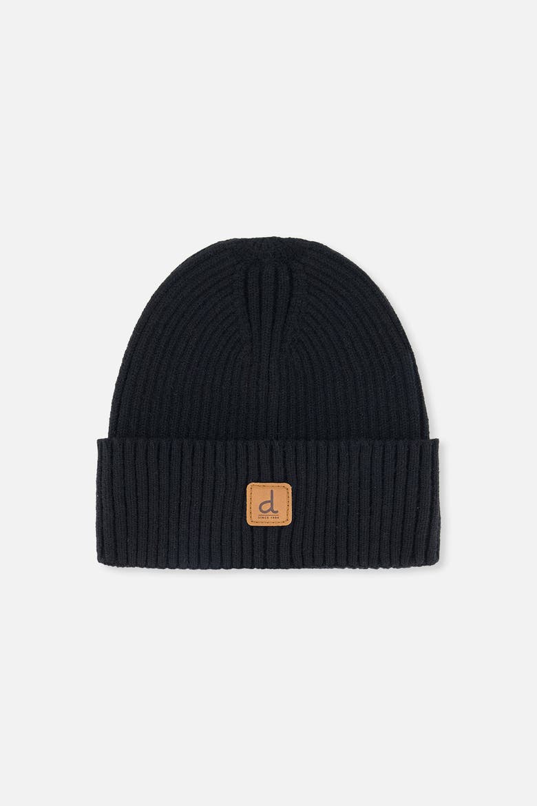 Ribbed Folded Cuff Logo Hat, Main, color, Black