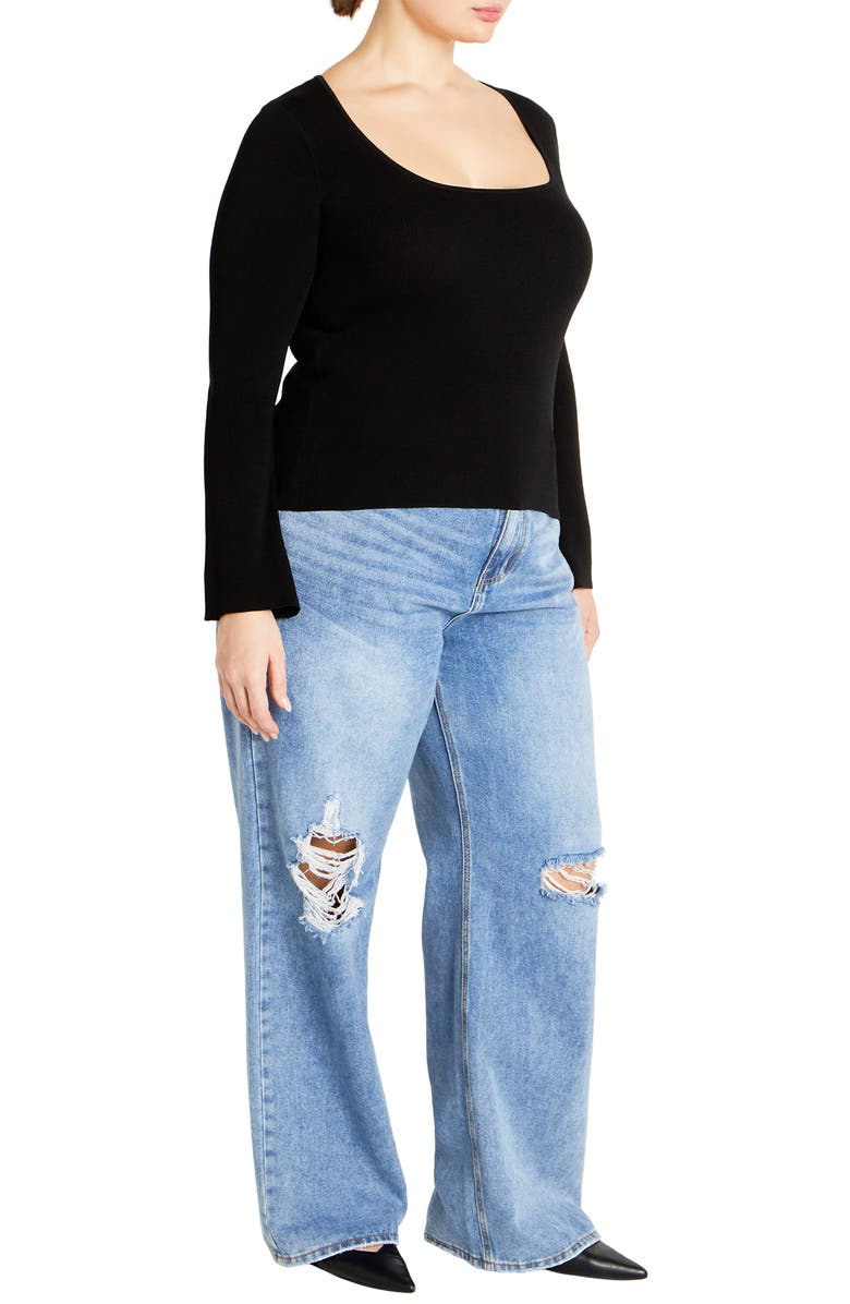 City Chic Brooklyn Rib Sweater, Alternate, color, Black