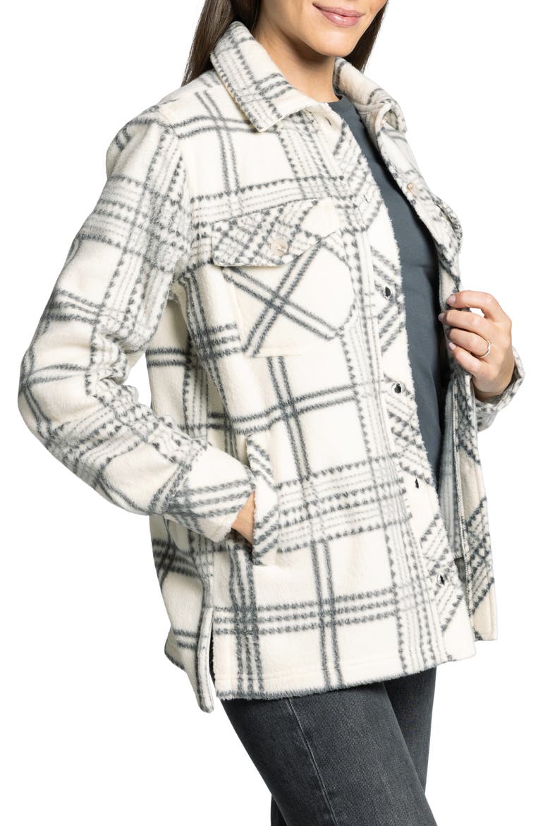 Santa Fe Plaid Fleece Shirt Jacket, Alternate, color, TOFU/ ASH PLAID