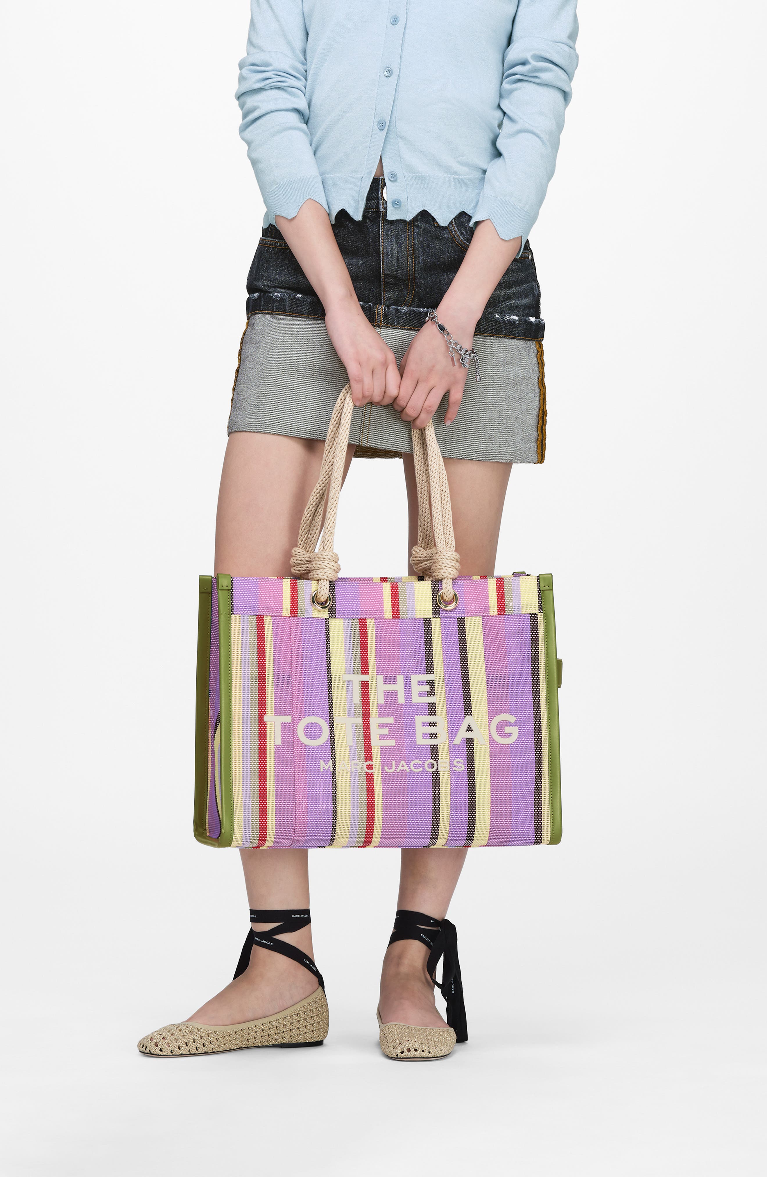 Marc Jacobs The Stripe Mesh Large Tote Bag, Alternate, color, Purple Multi