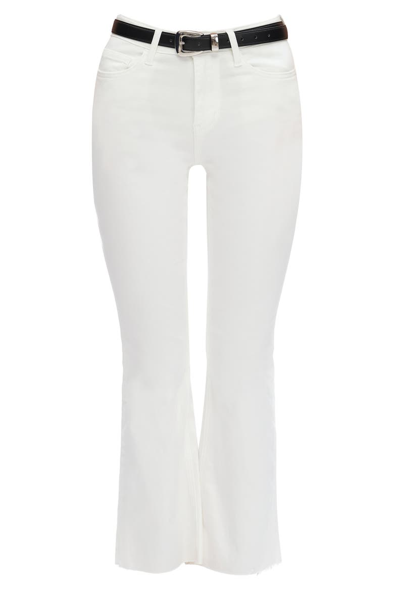 Raw Hem Mid Rise Ankle Bootcut Jeans, Alternate, color, WHITE